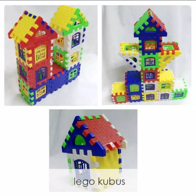 MAINAN LEGO / FUNNY BLOCKS / BRICKS SUSUN BENTUK RUMAH / LEGO KUBUS