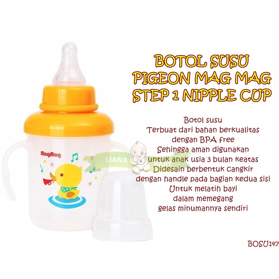 BOSU147 BOTOL SUSU PIGEON MAG MAG STEP 1 NIPPLE CUP