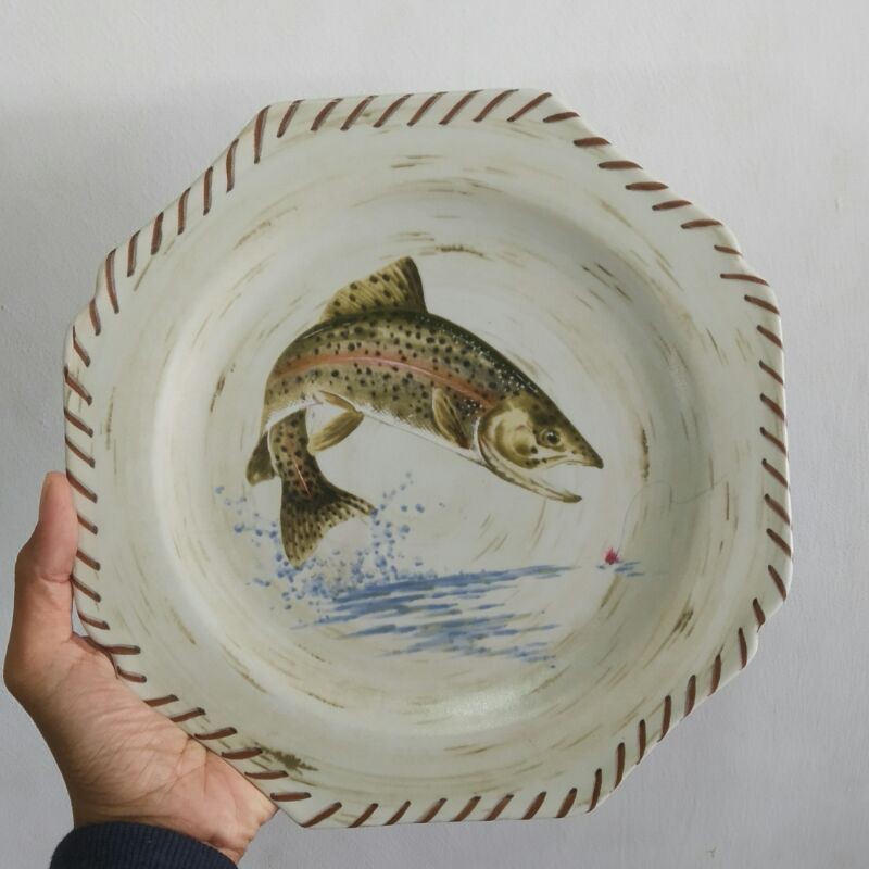 LENOX PLATE PIRING KERAMIK HIAS SANGO PAJANGAN DINDING HIASAN MOTIF IKAN VINTAGE