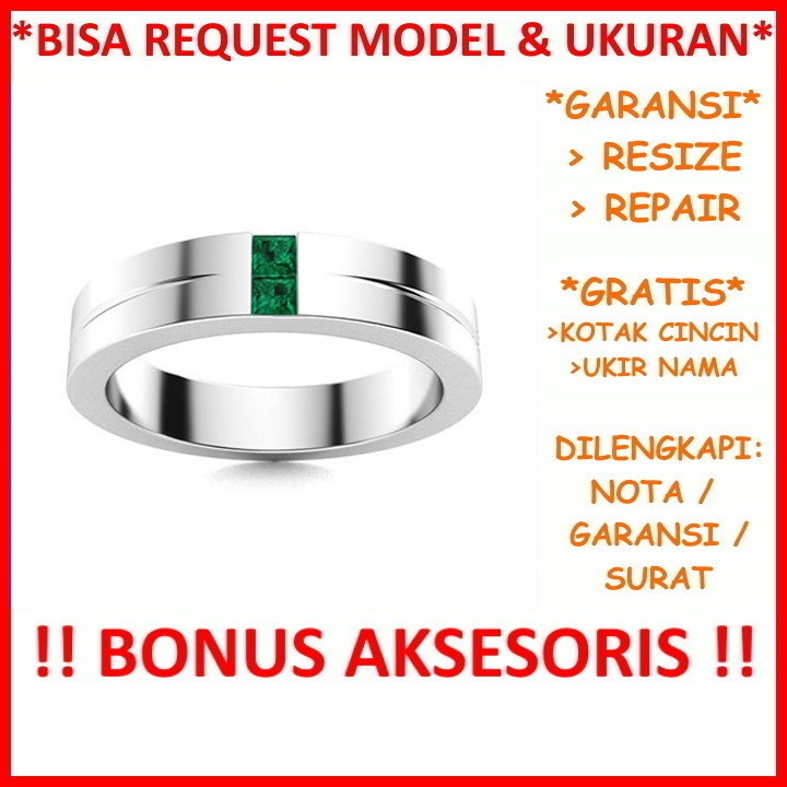 Garansi Silver Asli Bisa Pesan Model Gratis Ukir Nama Cincin Kawin Pria Perak Nikah Tunangan ID365