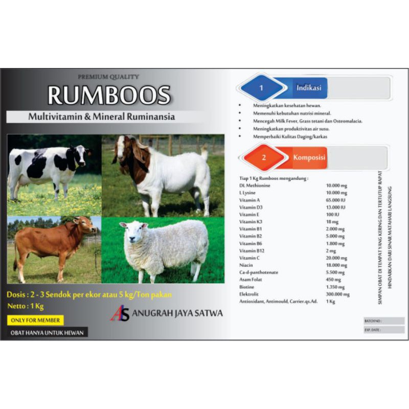 vitamin mineral sapi dan kambing