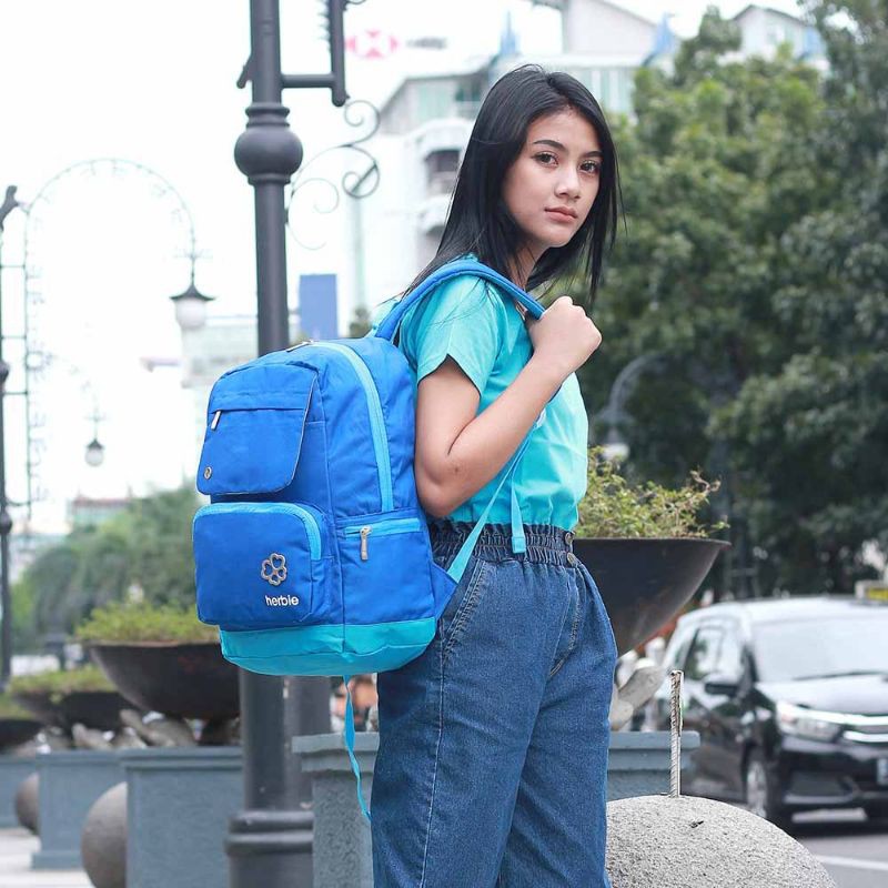 New Arrival - Tas Backpack Wanita Terbaru Biru | Tas Ransel Punggung Cantik | Tas Kasual Kerja Sekolah Kuliah Cewek Bahan Premium