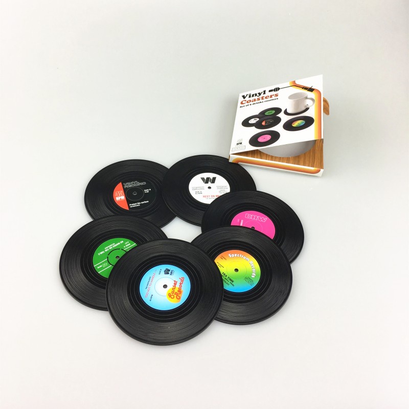 [1 Pc Pack Round Vinyl Record Table Mats For Drink] [Heat-resistant Non Slip Creative CD Cup Mat ]