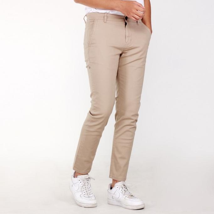 Benhill Celana Pria Panjang Chinos Katun Stretch Warna Cream 27714