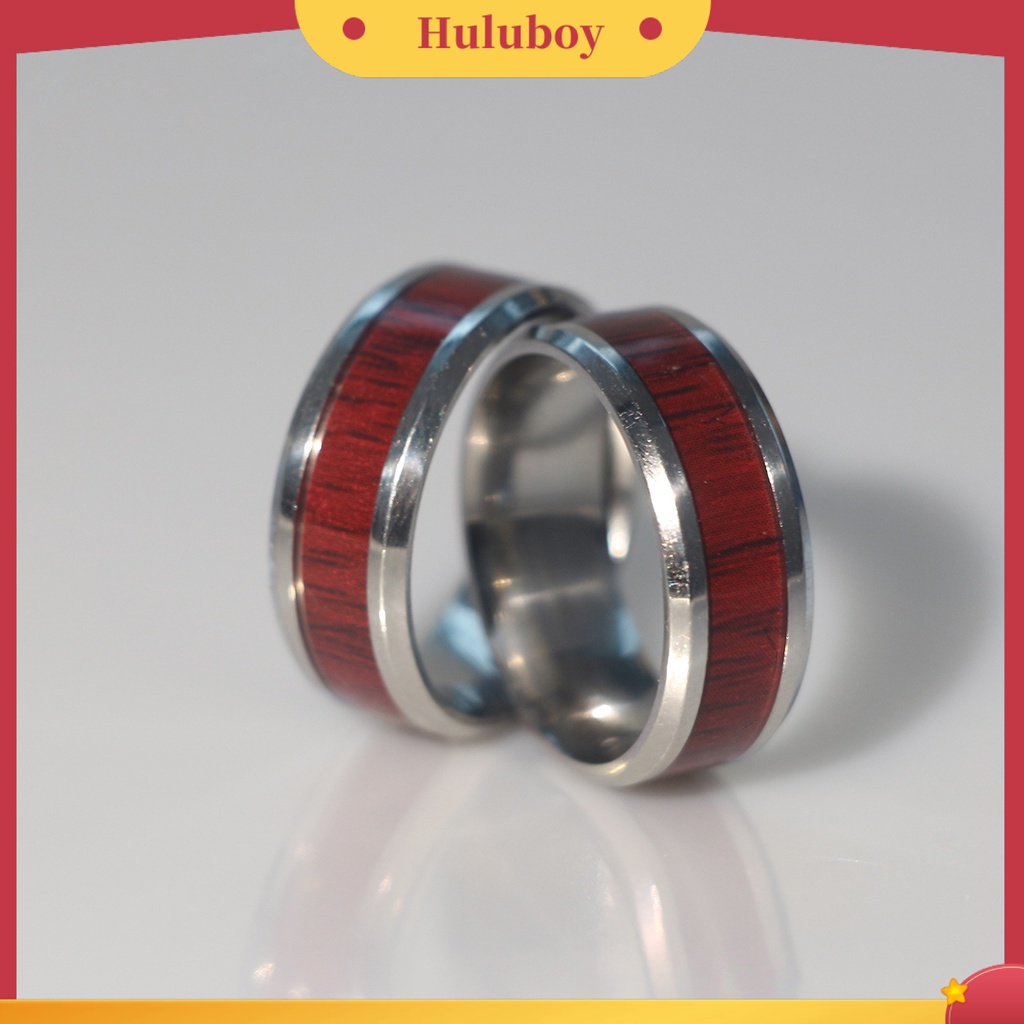 Hu Hu Hu Hu Hu Alat Bantu Pasang Kacamata♡ Cincin Bahan Titanium Steel Motif Kayu Untuk Hadiah Valentine