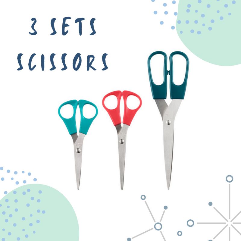 

3SETS SCISSORS STAINLESS STEEL/GUNTING DAPUR SERBAGUNA/BAJA TAHAN KARAT/TAJAM/PRAKTIS