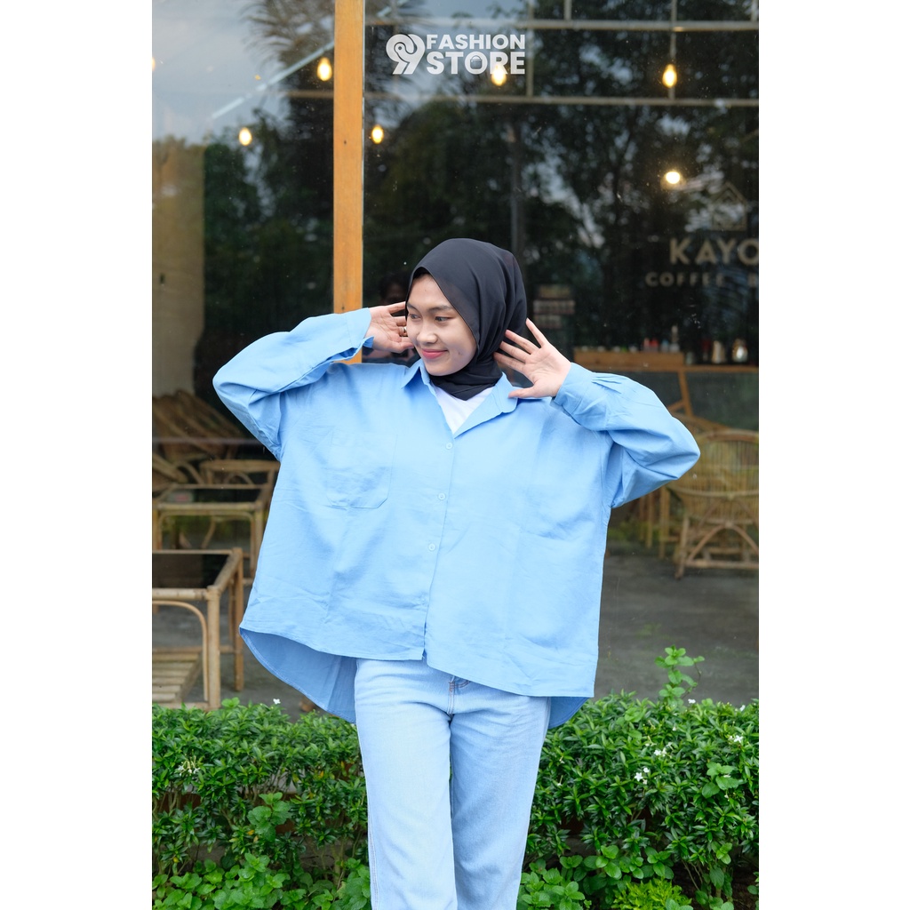 99 Fashion - Kemeja Oversize (Baby Blue)