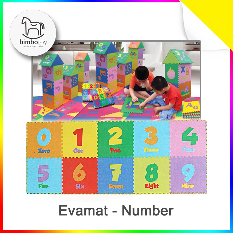 Bimbozone - Karpet Puzzle Evamat Angka | Evamat Unimats 30x30cm - Number