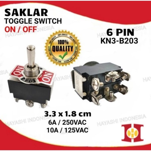 Saklar Switch Toggle Togle Tombol ON OFF 2 6 Pin Kaki - 2pcs