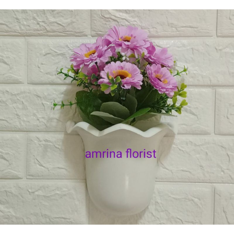 bunga dahlia pot tempel.dinding// hiasan dinding murah//bunga dahlia palsu