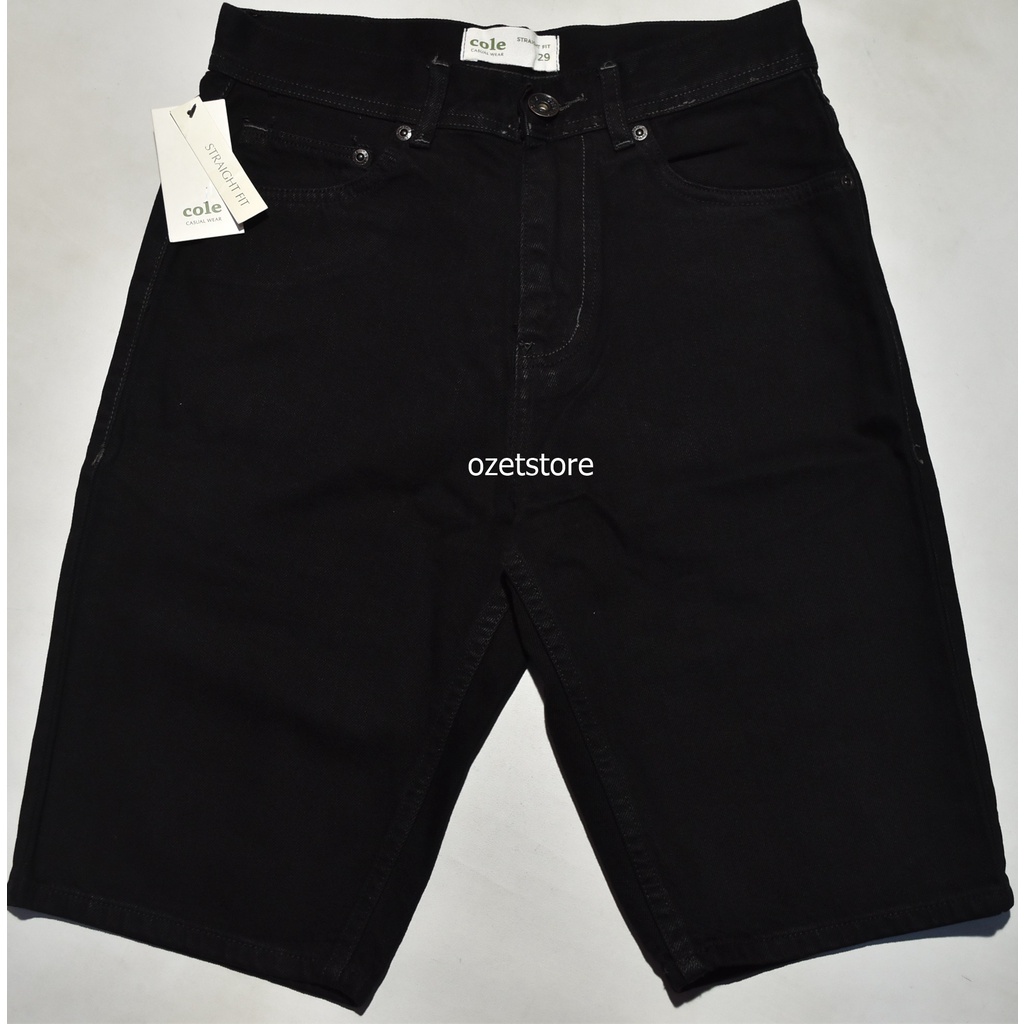 Celana Pendek Pria Jeans COLE Hitam Straight Fit CPS01 ORIGINAL