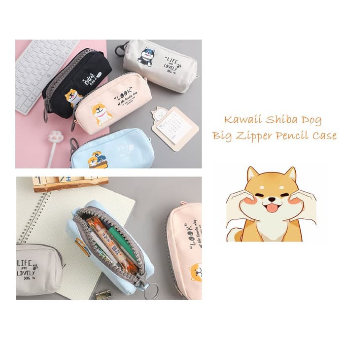 

TP0046 Kawaii Shiba Dog Big Zipper Large Pencil Case / Tempat Pensil - Blue