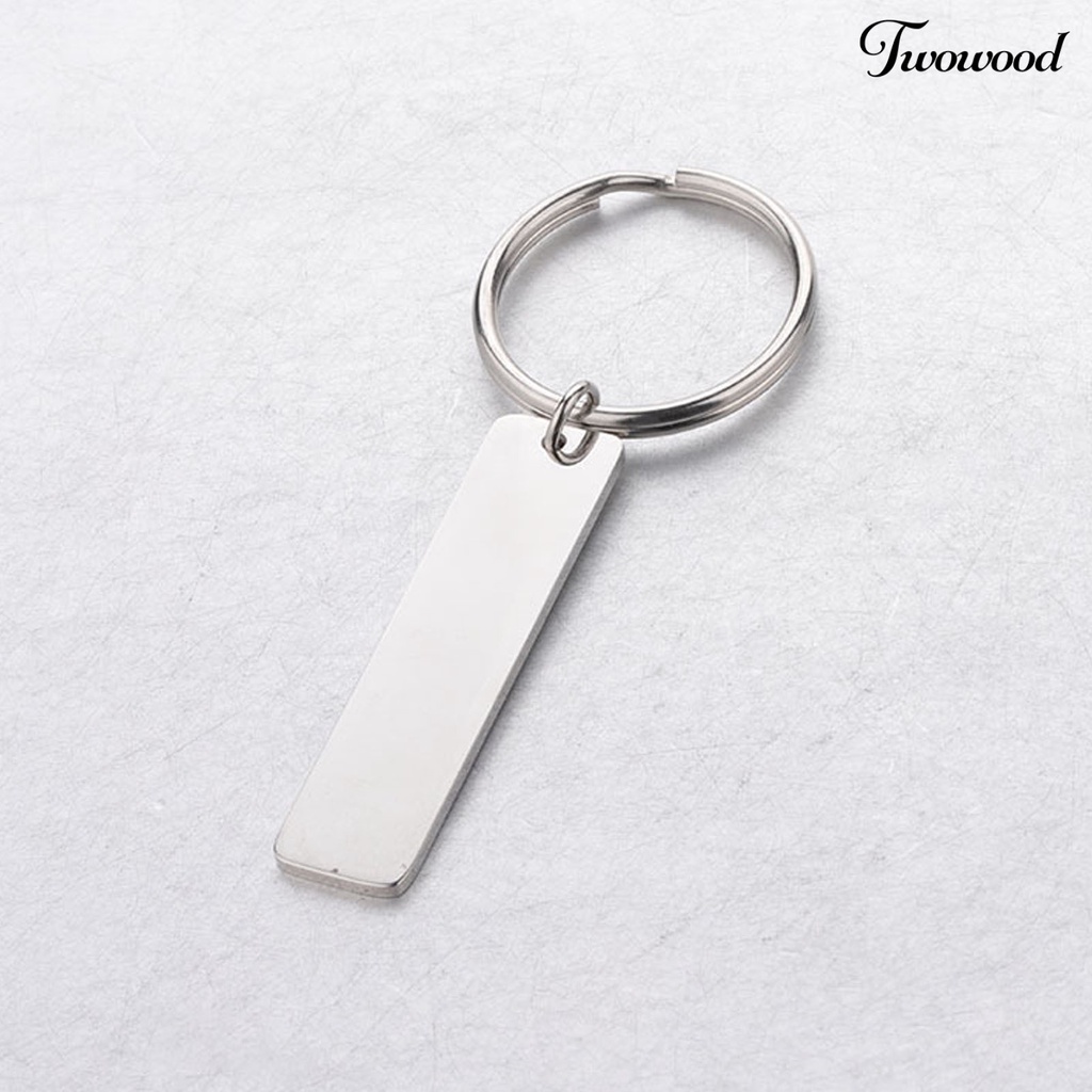 Twowood Strip Bar Key Chain Engravable Mirror Polish Stamping Blank Key Holder for DIY Engraving Name