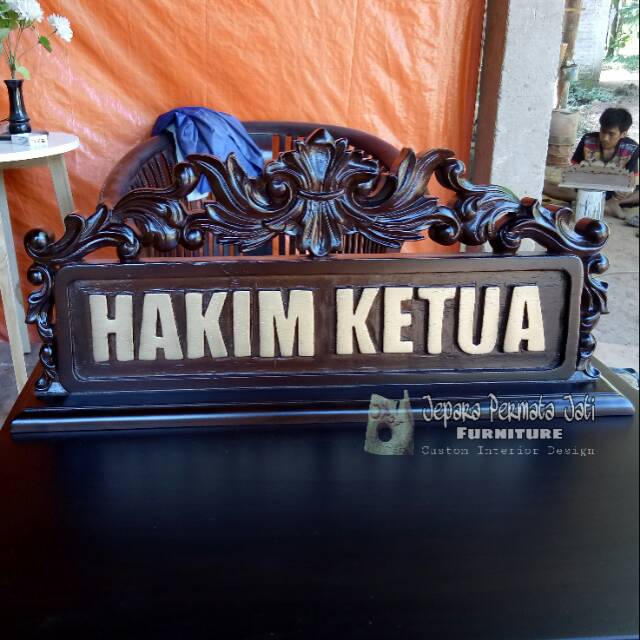Papan nama ukir kayu jati furniture jepara