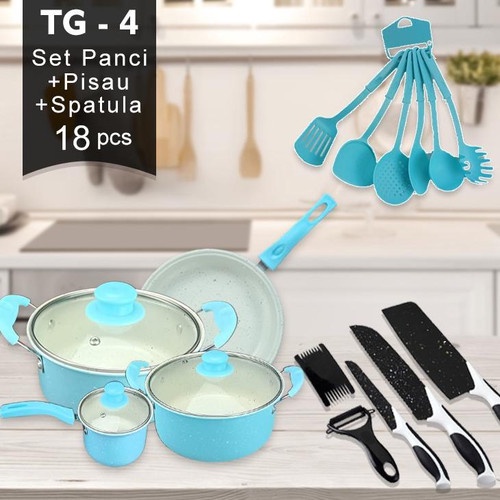 PROMO Panci 18 Set Cokware Frypan Panci Anti Lengket Multifungsi GRATIS TUTUP KACA- Termurah