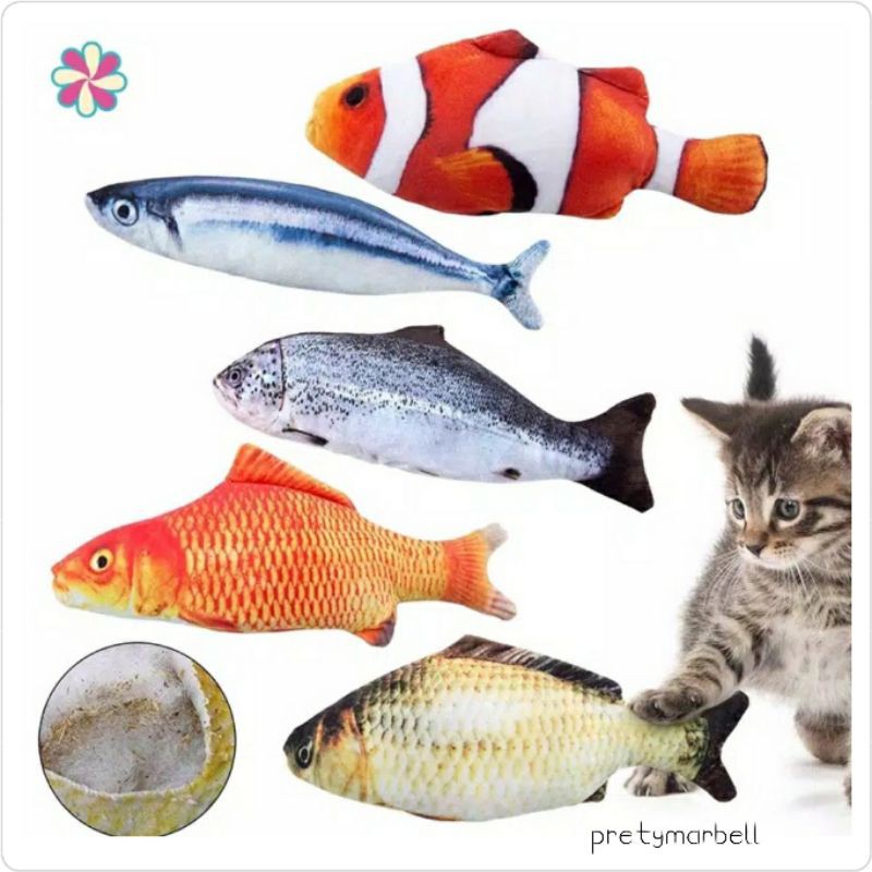 Mainan Kucing Catnip Fish Bentuk Ikan / Mainan Interaktif Kucing