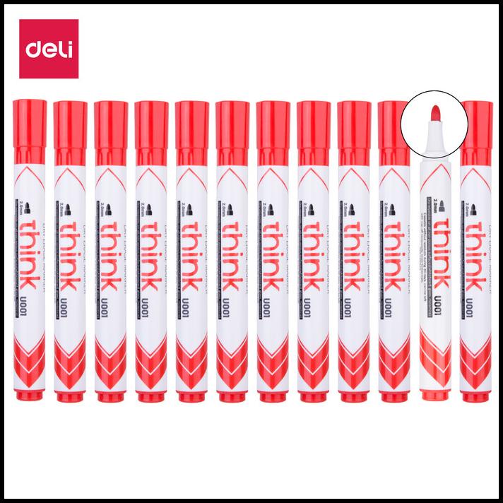 

Caramel | Deli Eu00140 (Box) Dry Erase Marker/Spidol Whiteboard-Red 12 Pcs