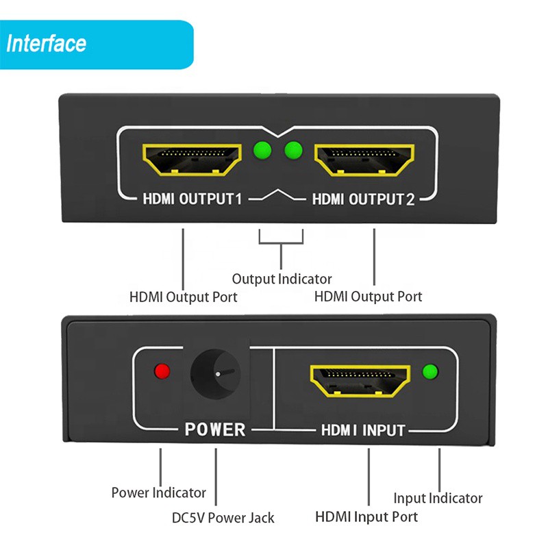 Hdtv Splitter 2 Ports Converter (1 Input To 2 Output)/ Hdmi Splitter 1*2