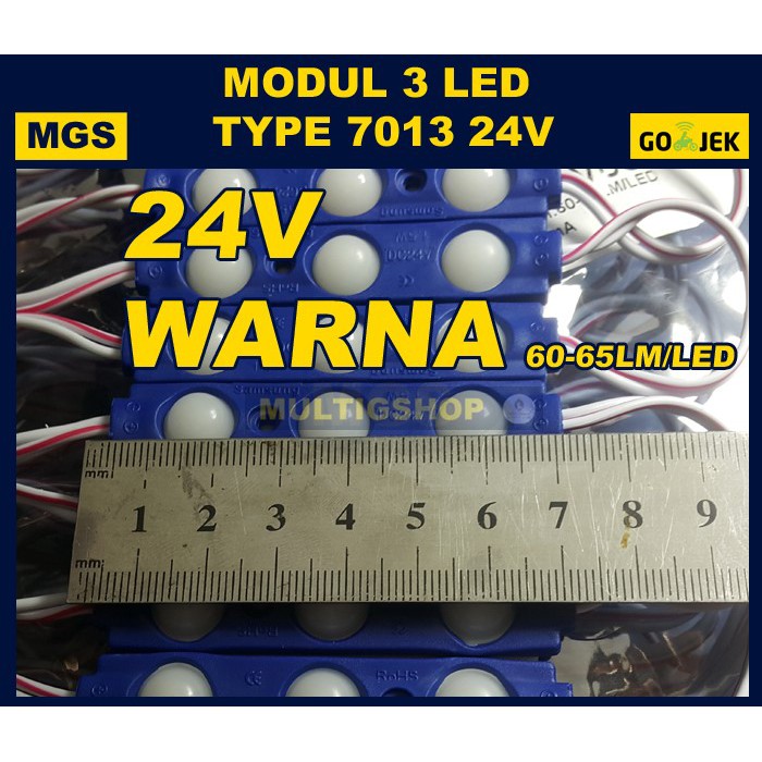 100Pcs Modul 3 LED 7013  24V - Warna