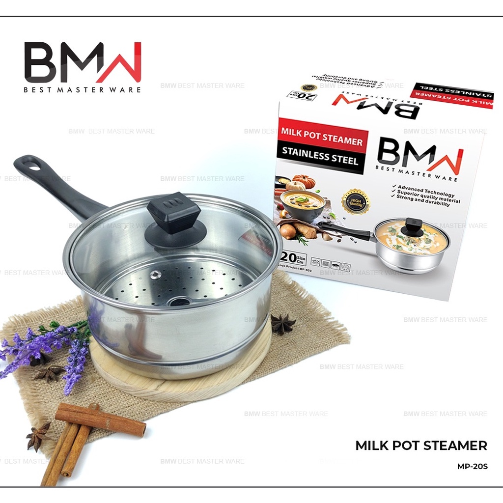 Milk Pot Steamer Panci Kukus Tutup Kaca Stainless