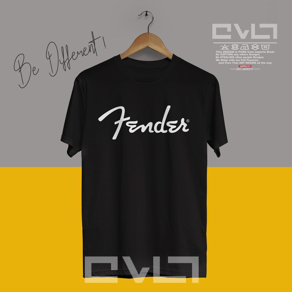  Kaos  Baju  Musik Fender Guitar Logo  Kaos  Musik Keren  