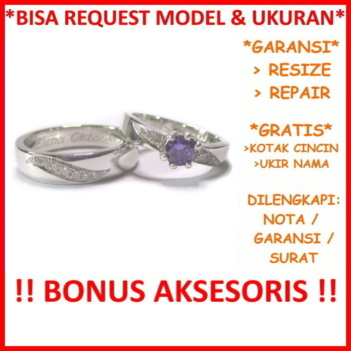 Bisa Pesan Model Garansi Silver Asli Cincin Mas Kawin Couple Perak Nikah Tunangan Gratis Ukir Nama ID677