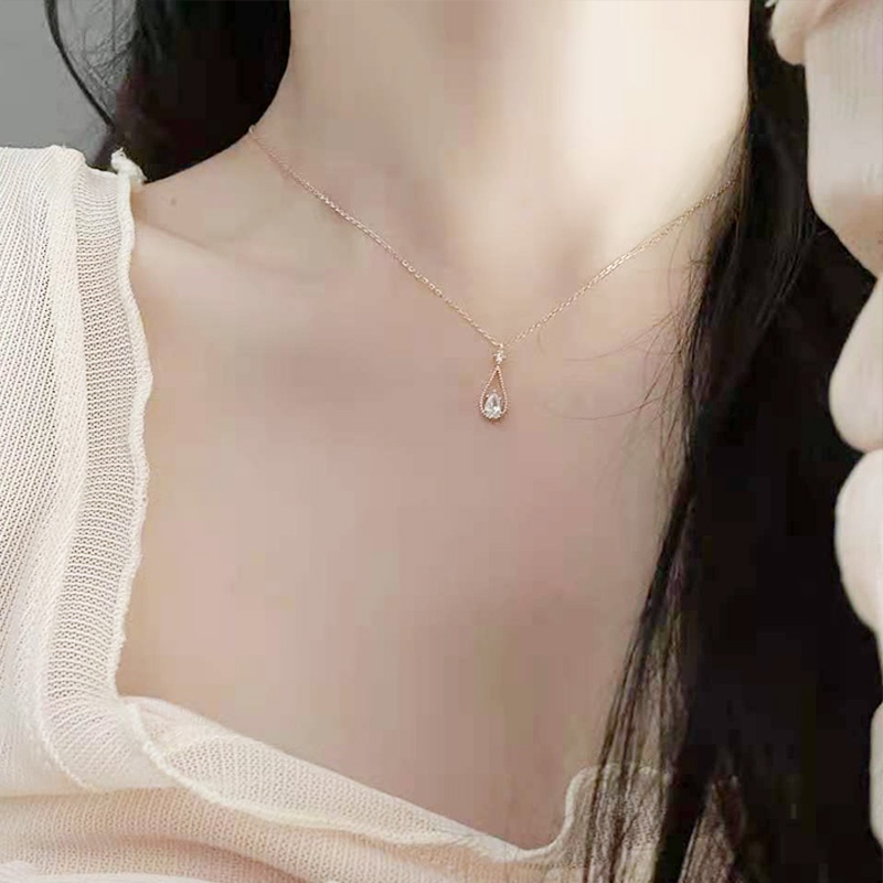 Co Co Co Kalung Rantai Pendan Tetesan Air Hollow Gaya Korea Untuk Wanita