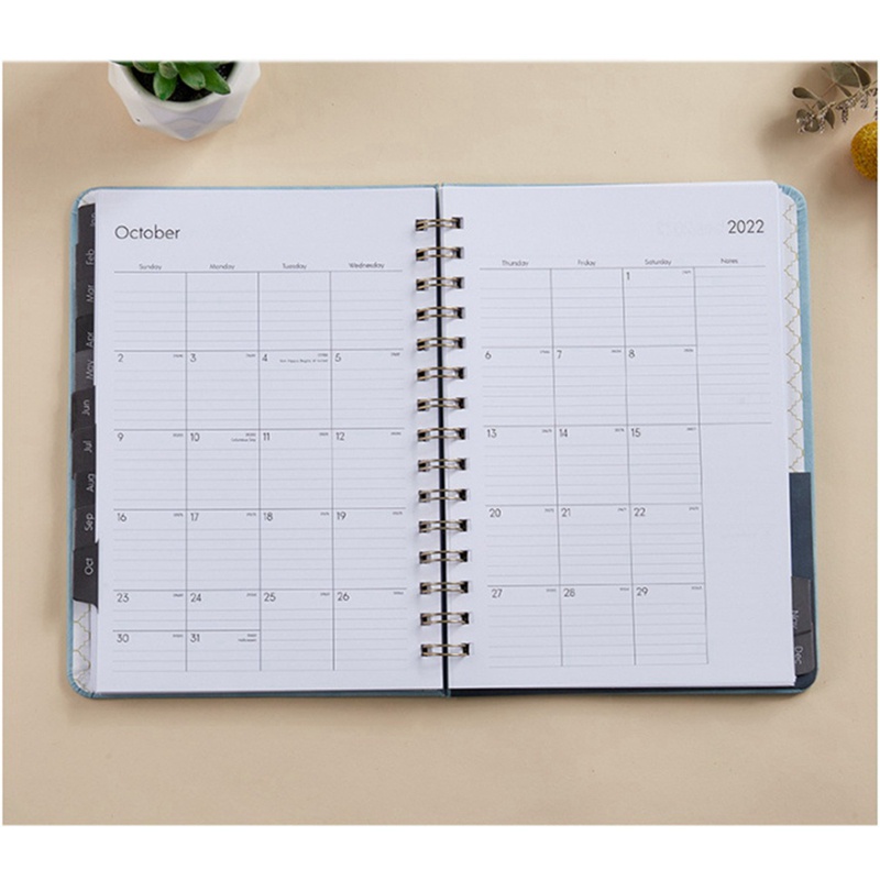 Weekly Plan Book Full English Schedule Book PU Leather Notebook 2022 Elastic Band Notepad Red