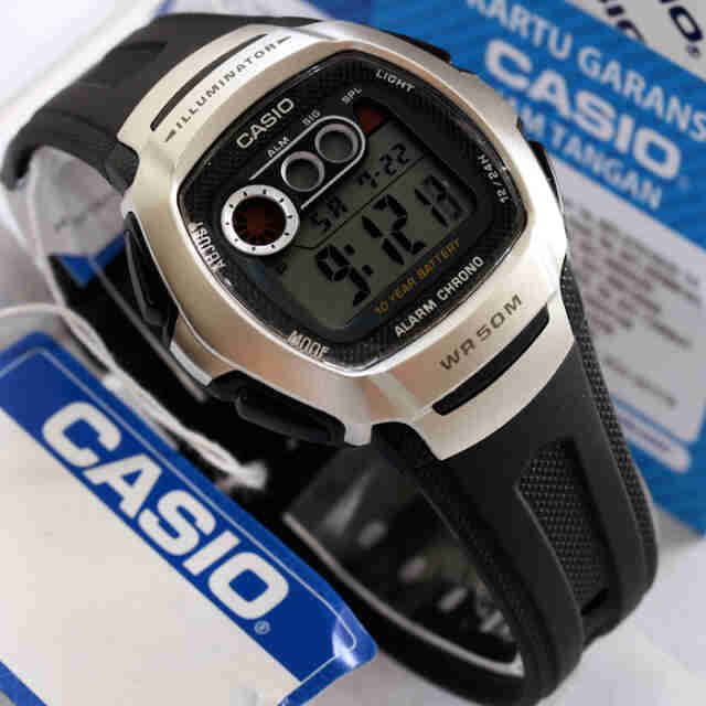 JAM TANGAN PRIA GSHOCK/JAM ORIGINAL CASIO ILUMINATOR W 210 SILVER