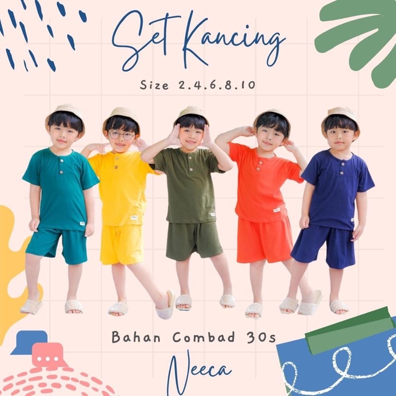 Setelan Kancing Anak Unisex Neeca Kiddos Junior Size 2-4 Tahun