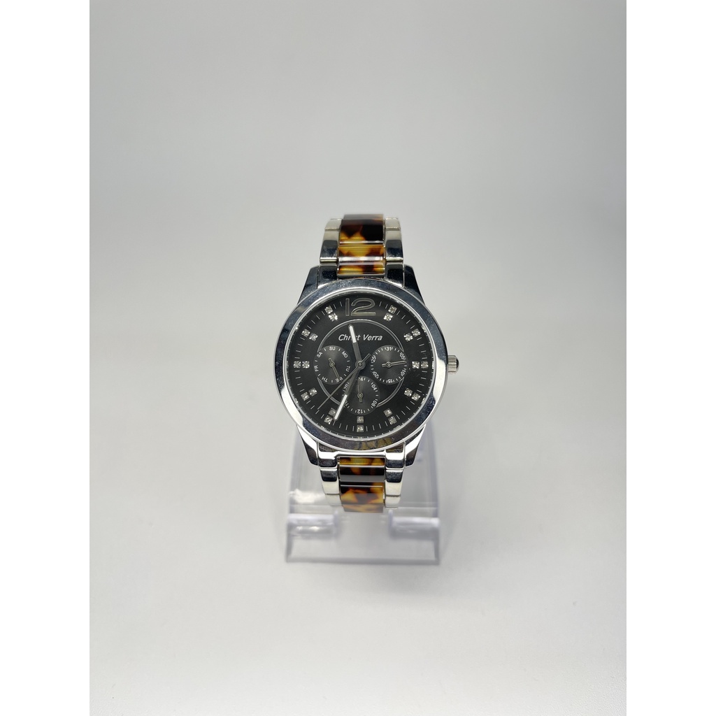 JAM TANGAN WANITA CHRIST VERRA 67168-G ORIGINAL SILVER BLACK