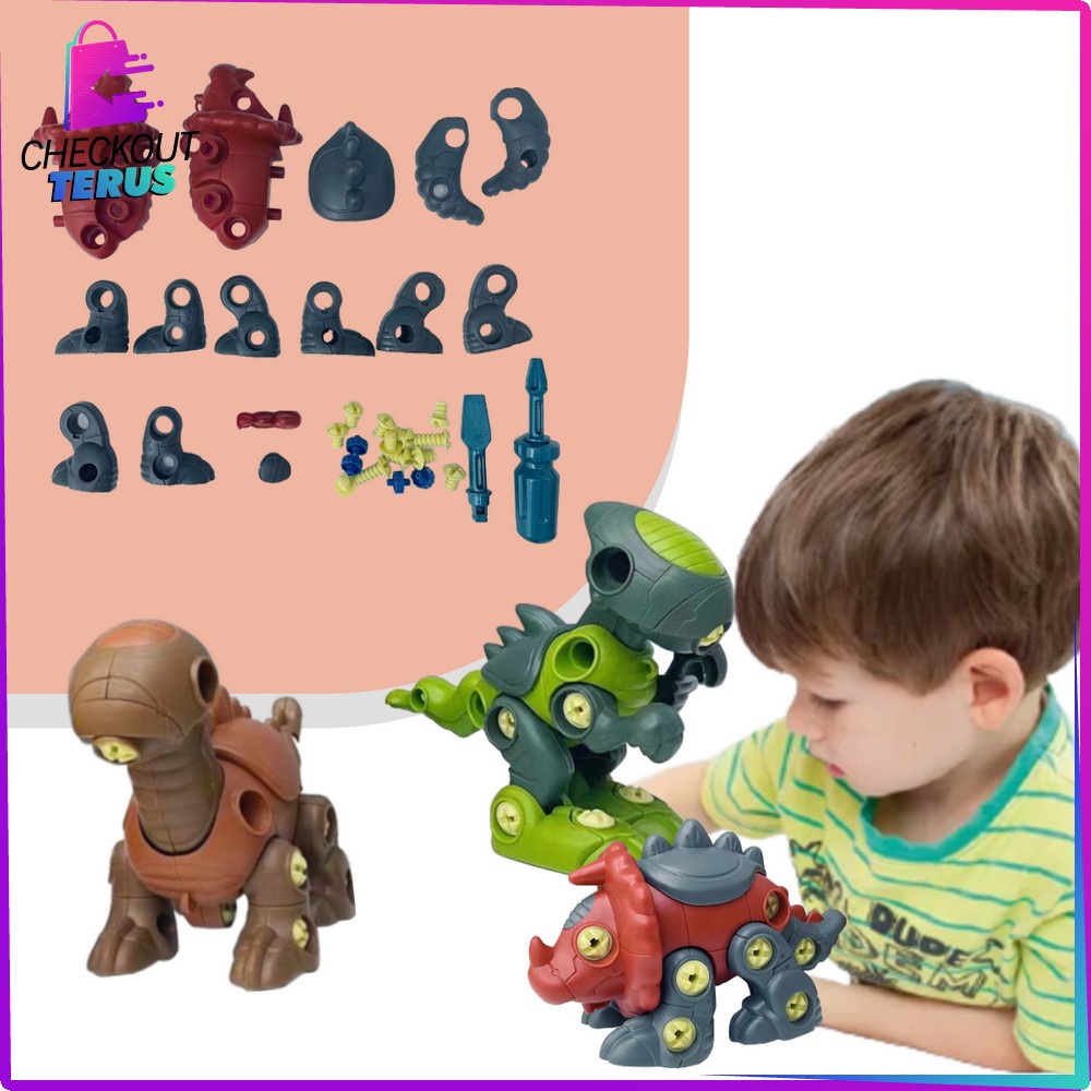 CT M219 DIY Dino Puzzle Assembly 3IN1 Mainan Edukasi Anak DIY Assemble Set Mainan Anak Bongkar Pasang Dinosaurus BONUS OBENG