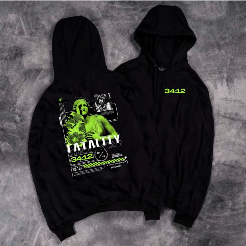 Fatality - Sweater Hoodie Basic Hitam Unisex Pria wanita Quality Premium Ukuran M/L/XL