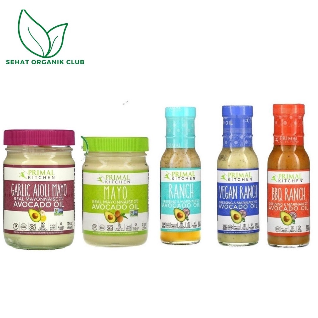 

Primal Kitchen mayonnaise Mayo with Avocado Oil KETO sugar free ; Ranch Dressing & Marinade with Avocado Oil KETO ; Vegan Ranch Dressing & Marinade with Avocado Oil KETO ; BBQ Ranch with Avocado Oil ; Garlic Aioli Mayo Mayonnaise ; Balsamic 236 ml keto