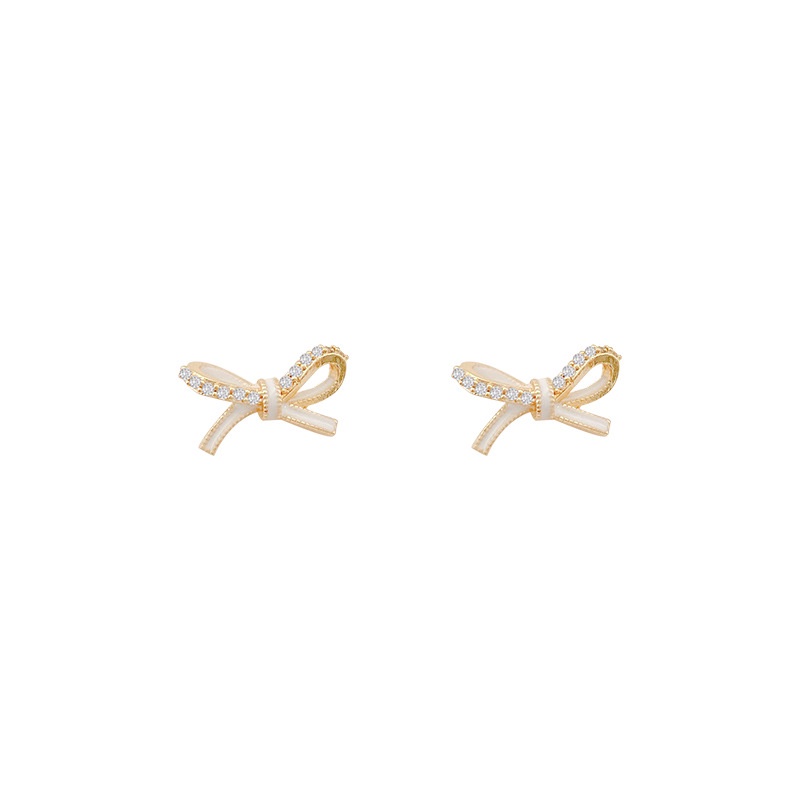 Shuling S925 Silver Earrings Small Bow Stud Earrings Diamond Women Earrings