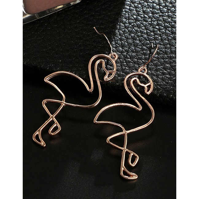 LRC Anting Gantung Fashion Rose Gold Flamingo Shape Decorated E90259