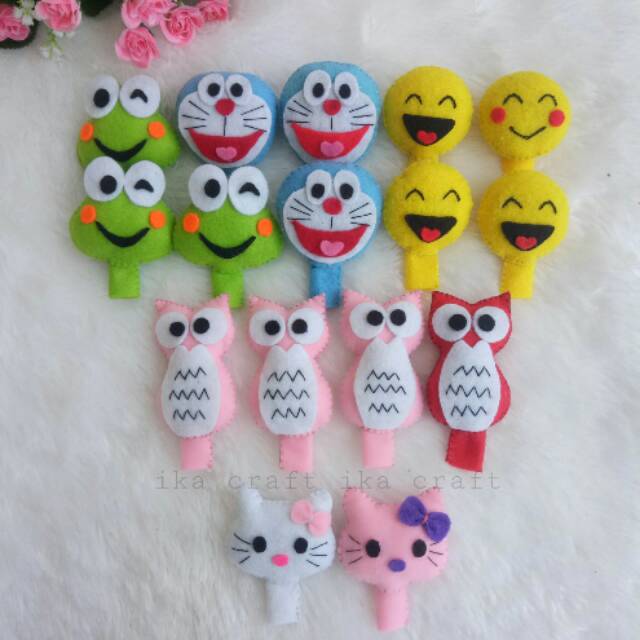 Pensil hias karakter flanel/boneka pensil