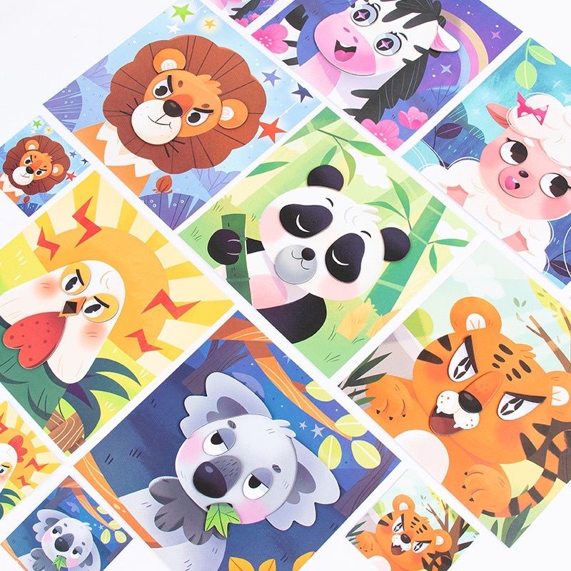 animal features magnetic puzzle - mainan magnet funy face wajah hewan