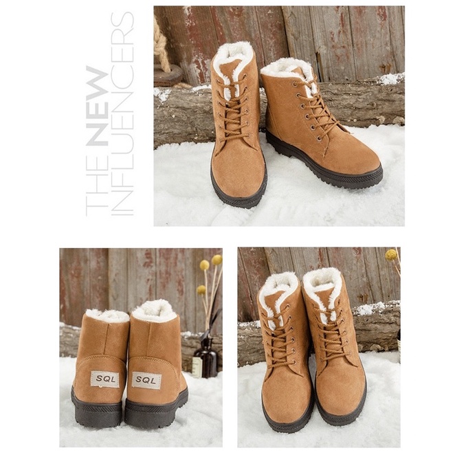 Boots winter wanita sepatu hangat musim dingin import ankle murah inner bulu fur Ciri