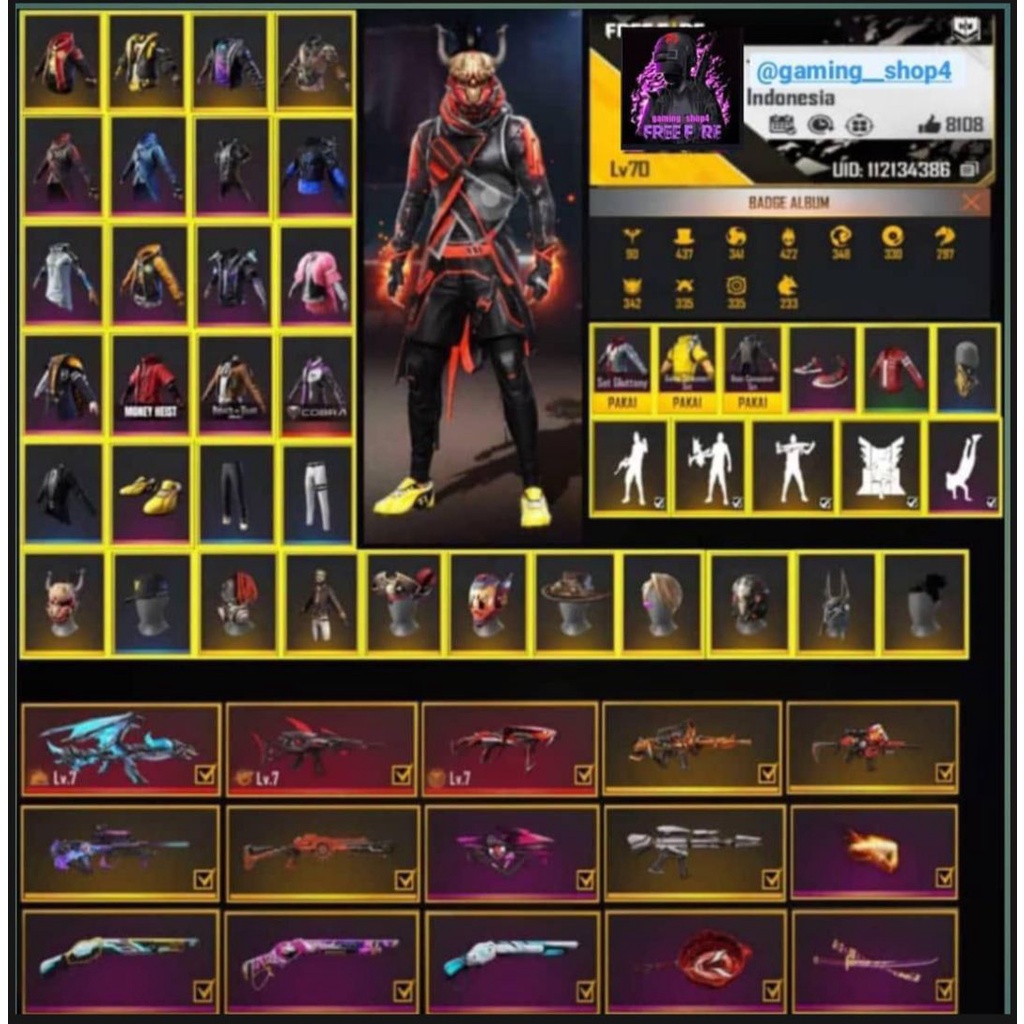 Jual Akun Ff Free Fire Lengkap Sultan Banget Harga Terjangkau Gak Beli Di Jamin Nyesel Indonesia|Shopee Indonesia