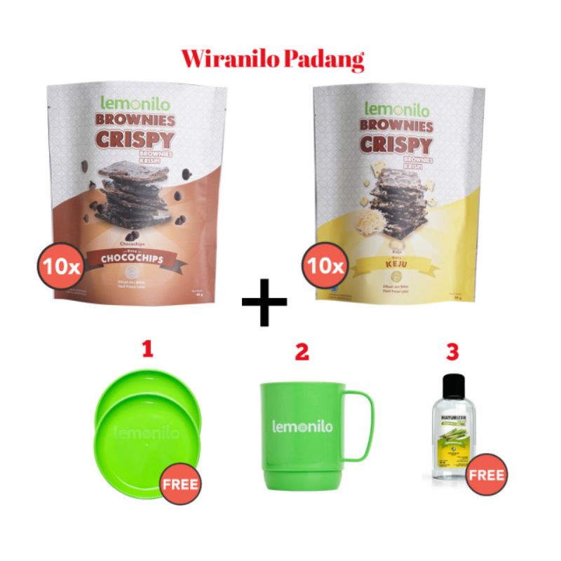 

Paket Lemonilo Brownies Crispy Rasa Chochochip & Keju 40 gr - Wiranilo Padang