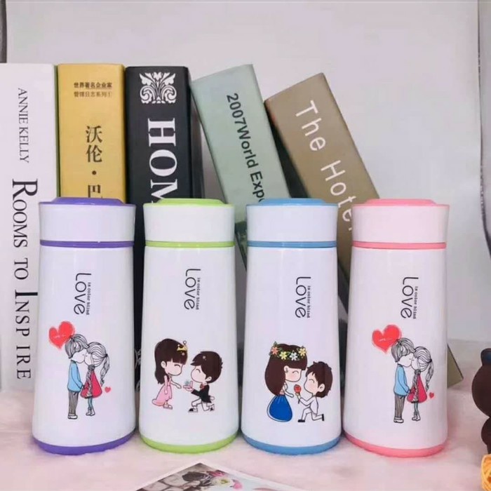 Botol Minum Kaca Motif Love 350ml Tumbler Bottle Glass Termos Animal