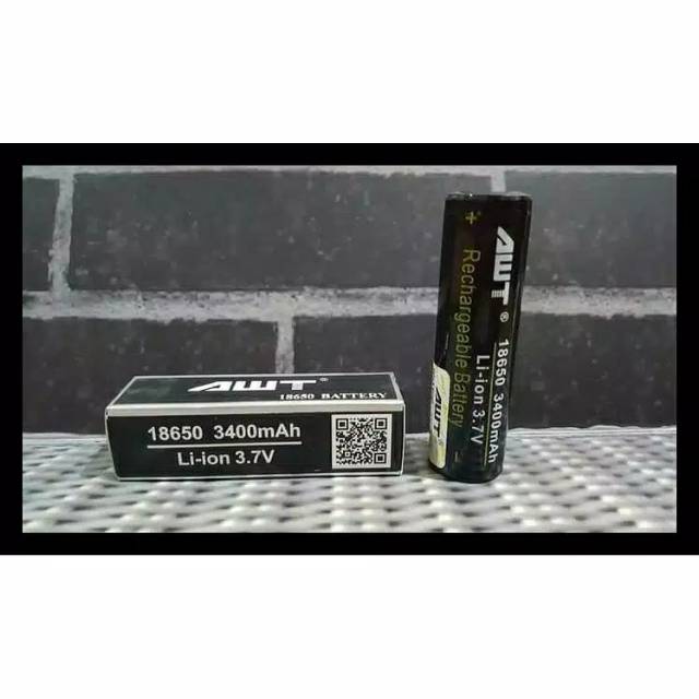 Cod new elektronik Baterai/Battery AWT BLACK 18650 Kapasitas 3400mAh