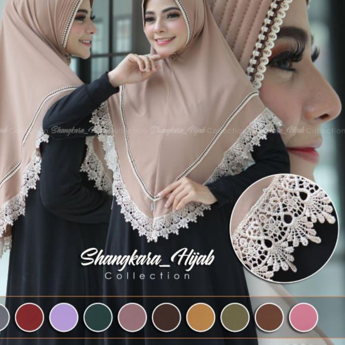 ✱ Hijab / Jilbab / Kerudung / Bergo / Khimar Instan Jersey Renda List/ Renda Serut Model Bergo Terba