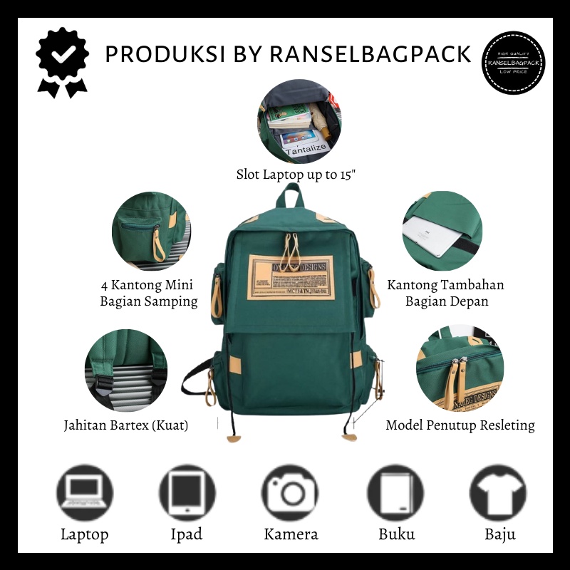 Tas Ransel Backpack Punggung Kekinian Outdoor Model Simple Casual Sekolah Kuliah Kerja Pria Wanita