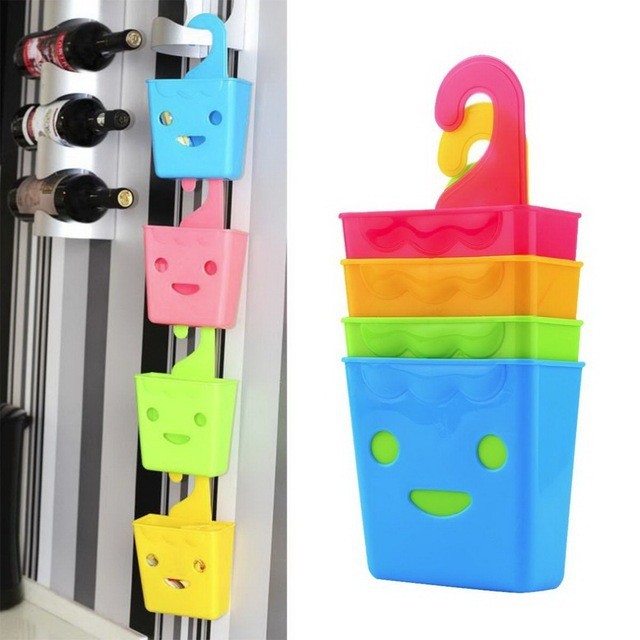 Smile Face Plastic Storage Basket Multi-Purpose Small Hanging Basket