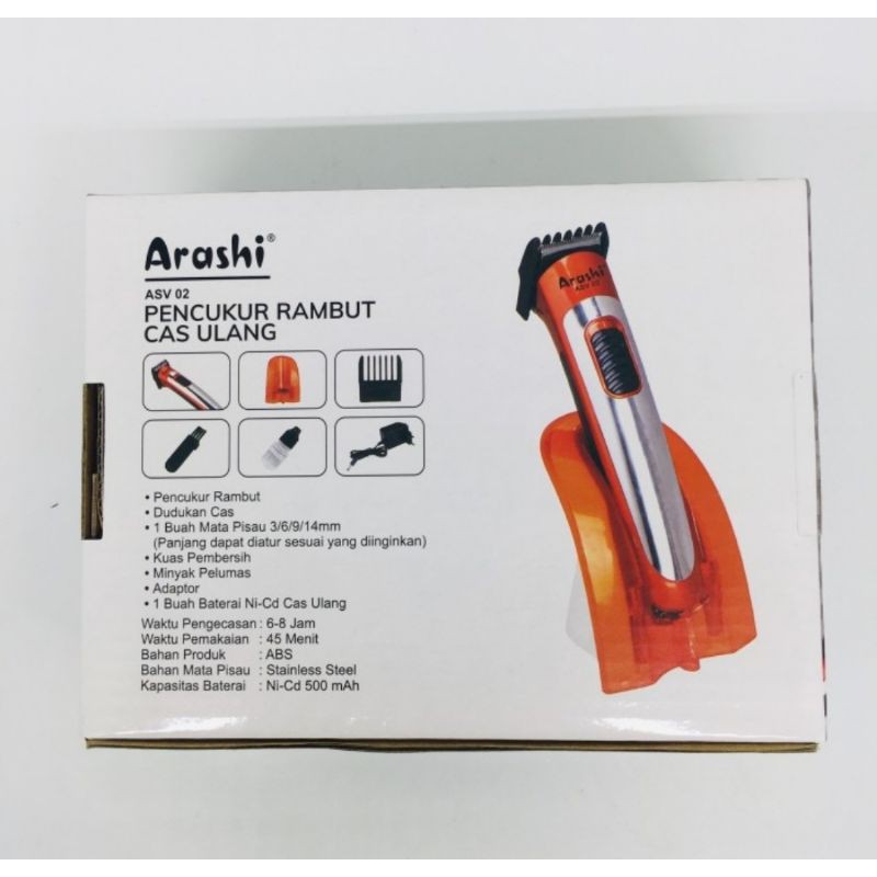 Alat Cukur Arashi ASV 02 Tanpa Kabel / Cordless / Charge / Rechargeable / Cas ulang