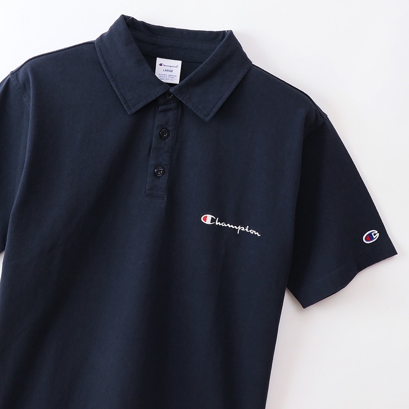 Polo Shirt Champion Logo Mini Script Bordir Original Japan Market C3-P306