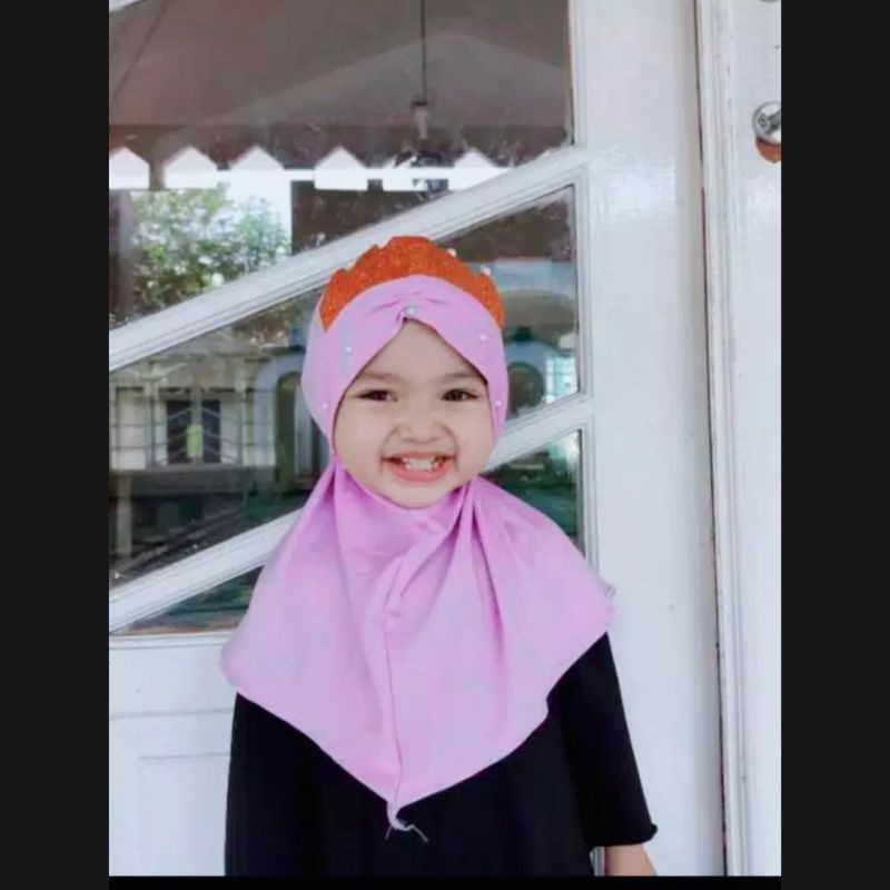 Jilbab Crown Anak bayi Instan 0-3 Tahun Bahan Lembut Adem | Hijab baby sekolah Tk newborn lucu Premium kekinian | Kerudung Perempuan Sd Terbaru 6-12 Bulan