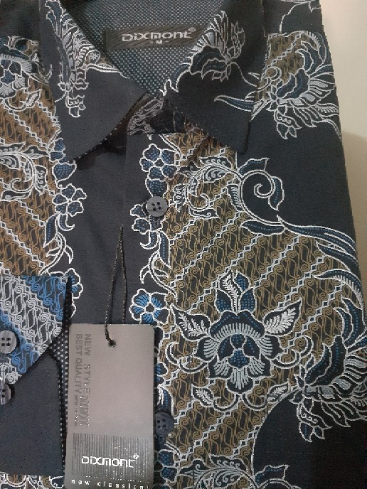 Kemeja Batik Pria Lengan Panjang Bl77 Katun Motif Modern Dixmont Semi Slimfit